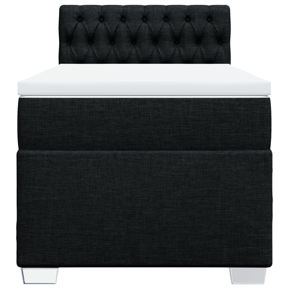 Pat box spring cu saltea, negru, 90x190 cm, textil - 3 | YEO