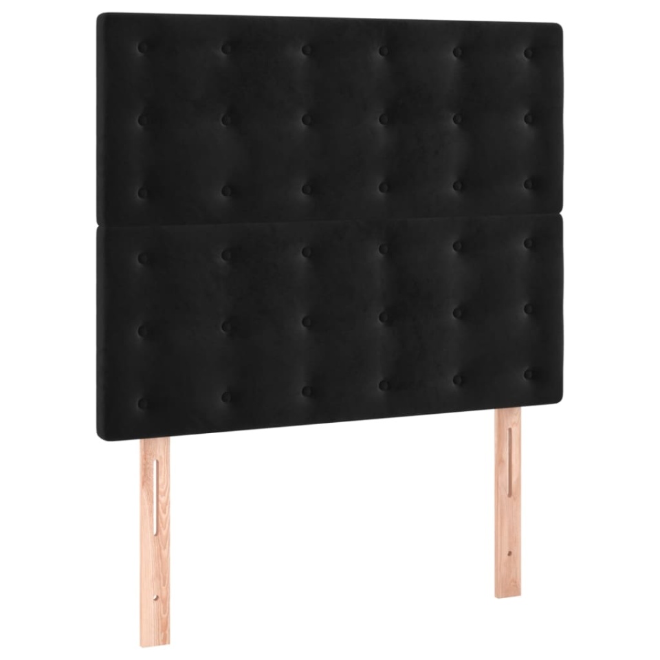 Pat box spring cu saltea, negru, 90x200 cm, catifea - 4 | YEO