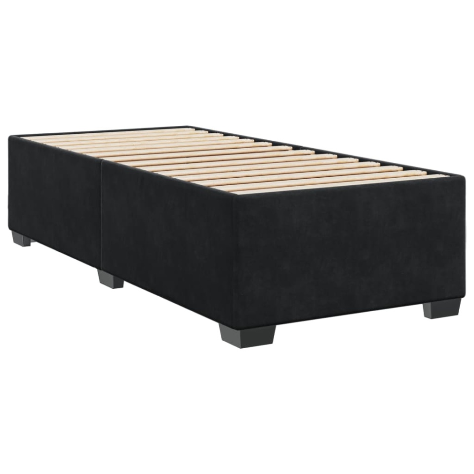 Pat box spring cu saltea, negru, 90x200 cm, catifea - 4 | YEO