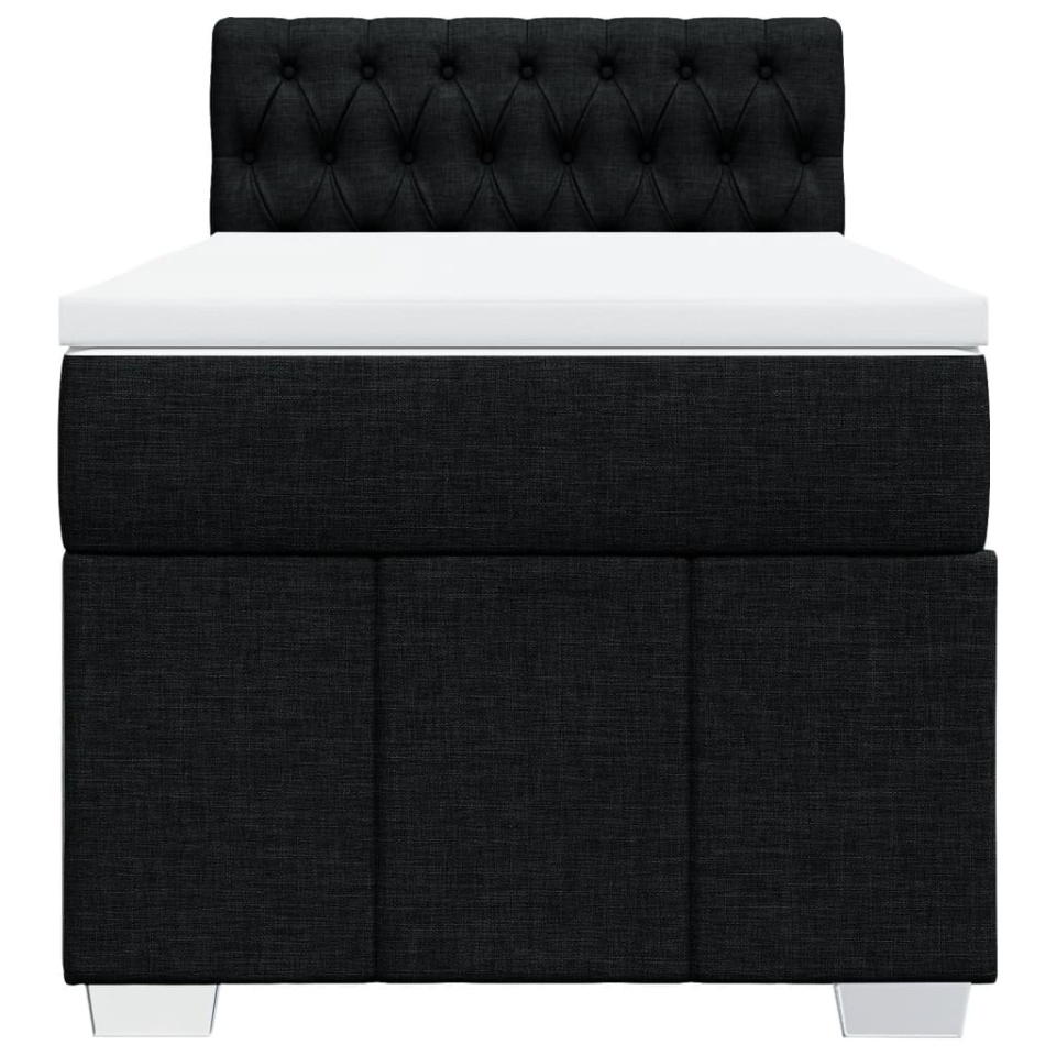 Pat box spring cu saltea, negru, 90x200 cm, textil - 3 | YEO