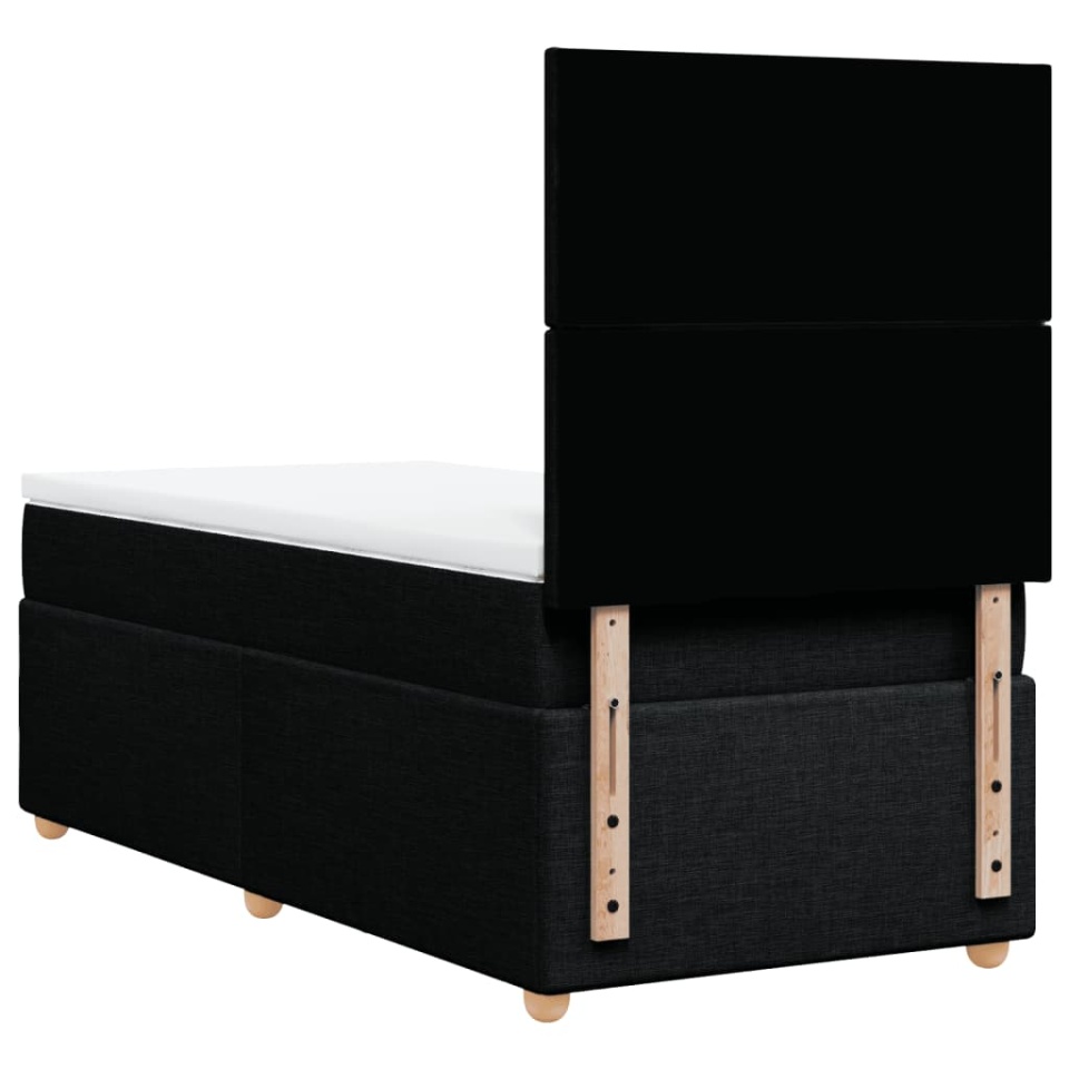 Pat box spring cu saltea, negru, 90x200 cm, textil - 4 | YEO