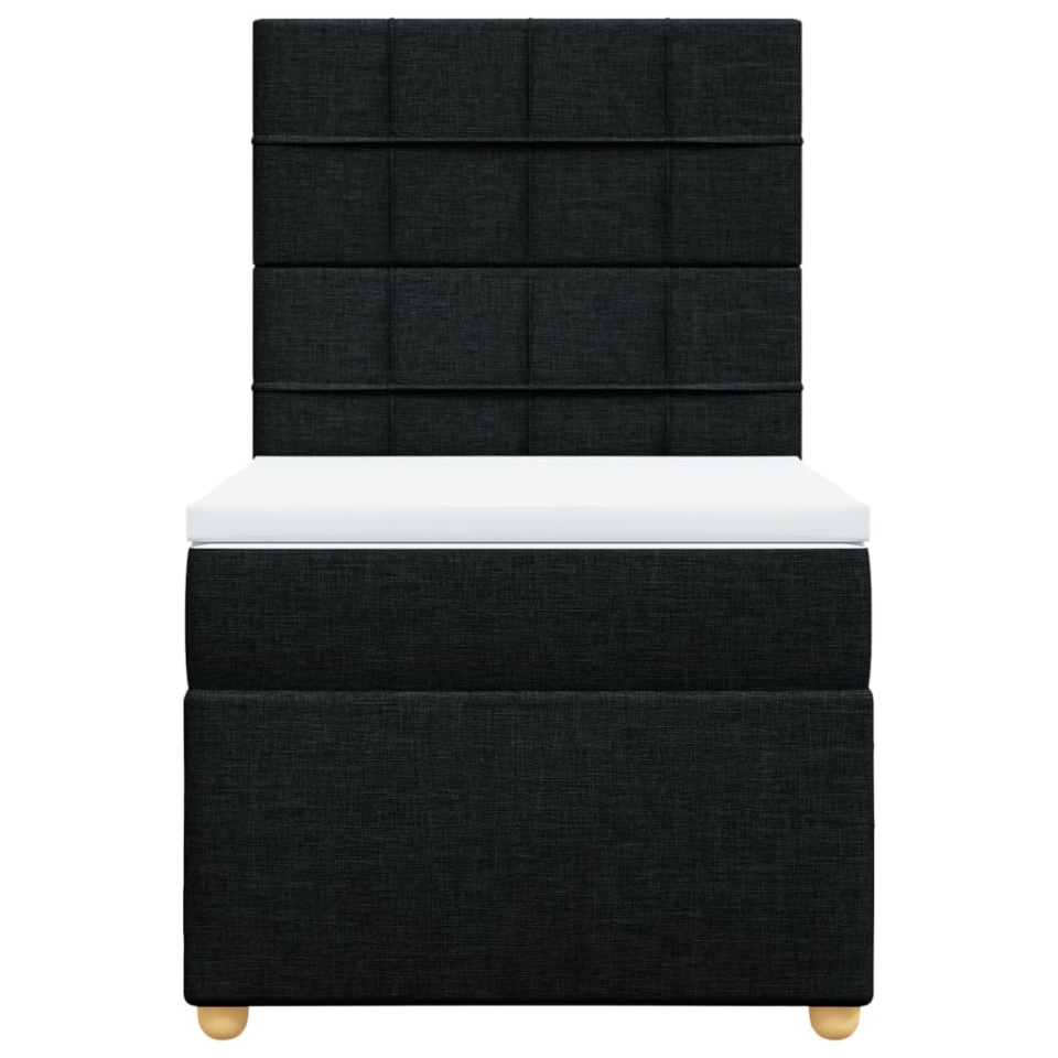 Pat box spring cu saltea, negru, 90x200 cm, textil - 4 | YEO