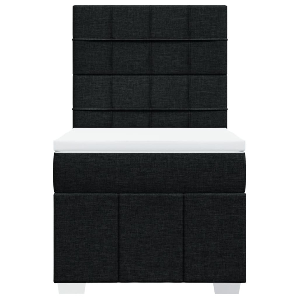 Pat box spring cu saltea, negru, 90x200 cm, textil - 4 | YEO