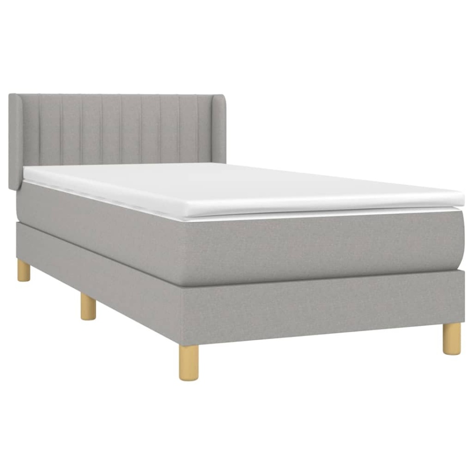 Pat continental cu saltea, gri deschis, 80x200 cm, textil - 2 | YEO