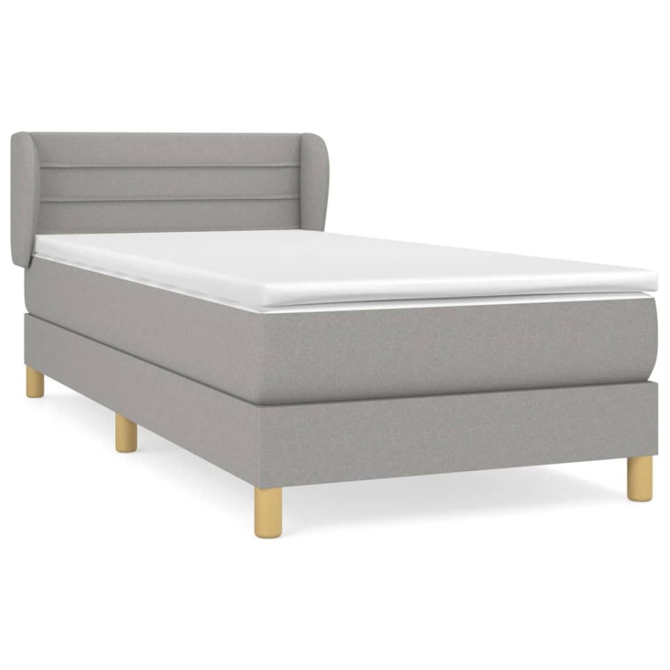 Pat continental cu saltea, gri deschis, 80x200 cm, textil - 1 | YEO