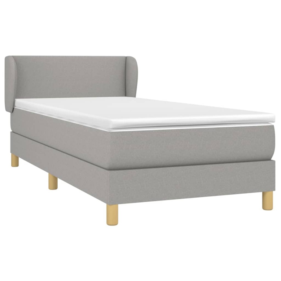 Pat continental cu saltea, gri deschis, 80x200 cm, textil - 2 | YEO