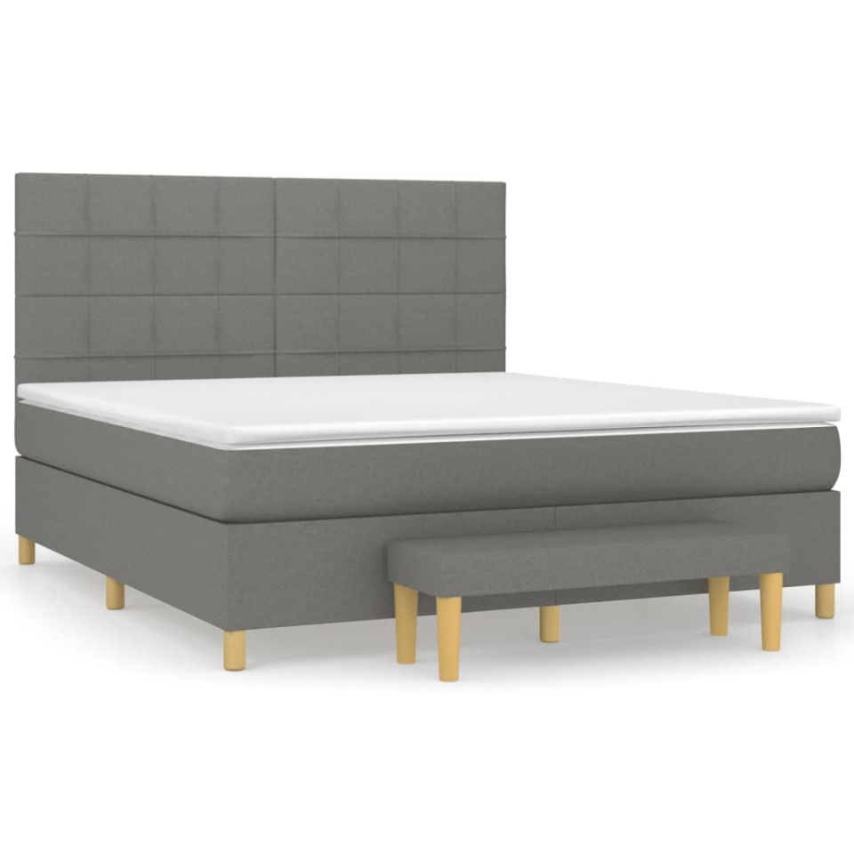 Pat continental cu saltea, gri închis, 160x200 cm, țesătură - 1 | YEO