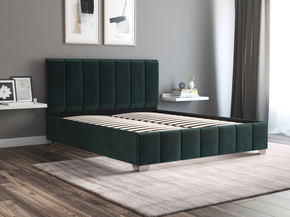 Pat Cozy, 160x200 cm, verde, cu picioare si somiera - 1 | YEO