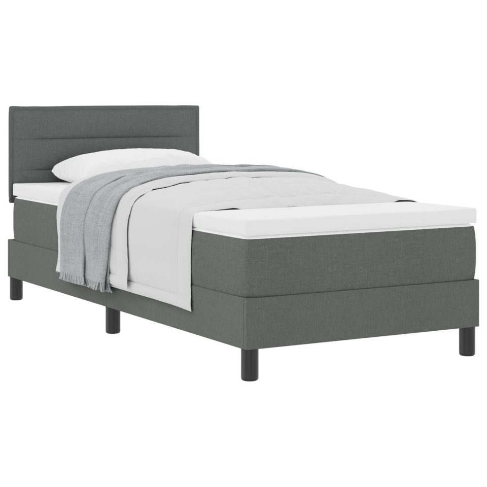 Pat cu arcuri boxă și saltea Gri închis 90x200 cm Fabricat - 1 | YEO