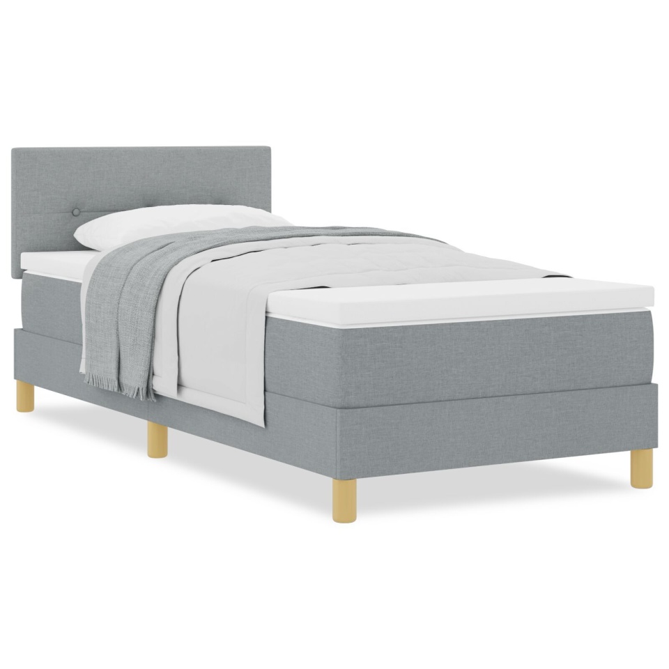 Pat cu arcuri cu saltea Gri deschis 90x200 cm Țesătură - 3 | YEO