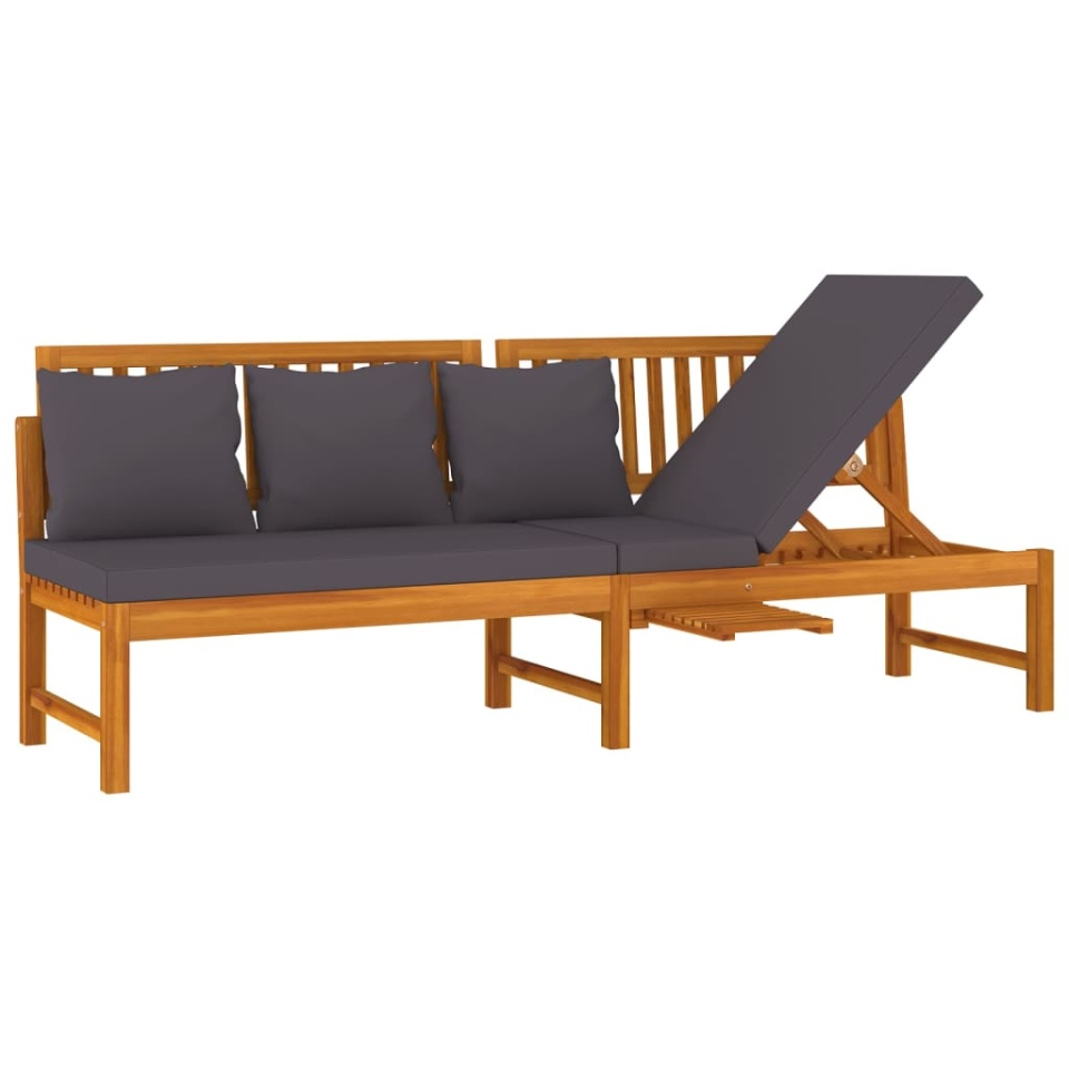 Pat de zi cu perne gri, 200x60x75 cm, lemn masiv de acacia - 1 | YEO
