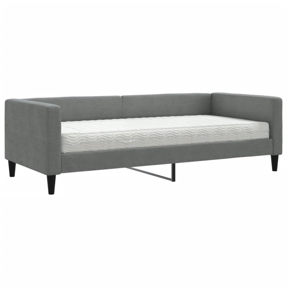 Pat de zi cu saltea, gri închis, 90x200 cm, textil - 1 | YEO