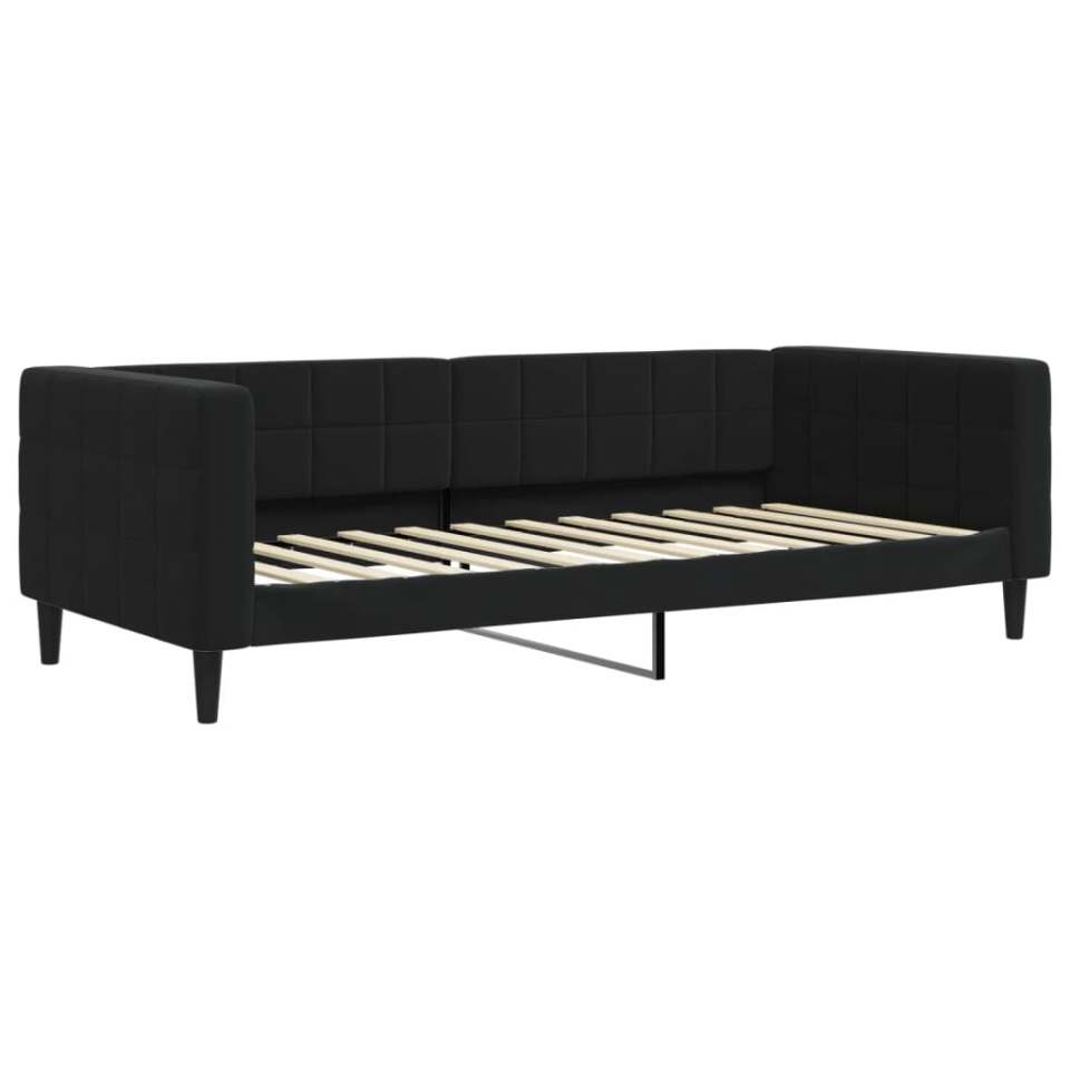Pat de zi cu saltea, negru, 90x200 cm, catifea - 2 | YEO
