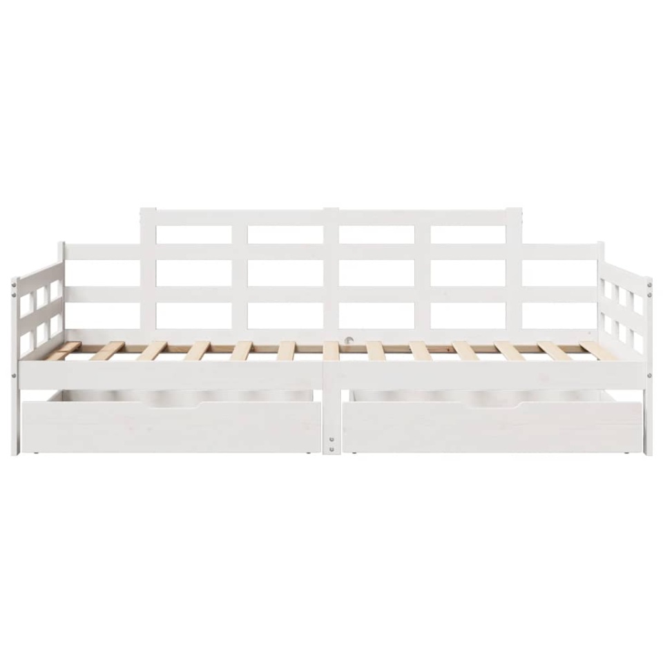 Pat de zi cu sertare, alb, 90x190 cm, lemn masiv pin - 3 | YEO