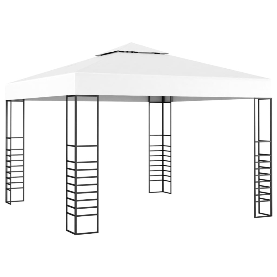 Pavilion de grădină cu șiruri de lumini LED, alb, 3x3 m - 2 | YEO
