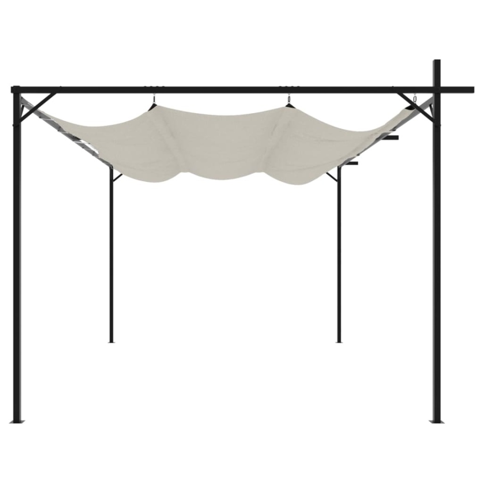 Pergola cu acoperiș retractabil, crem, 395x292x230 cm - 3 | YEO