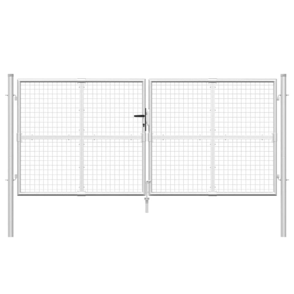 Poartă de grădină din plasă argintie 300x175 cm oțel galvanizat - 3 | YEO