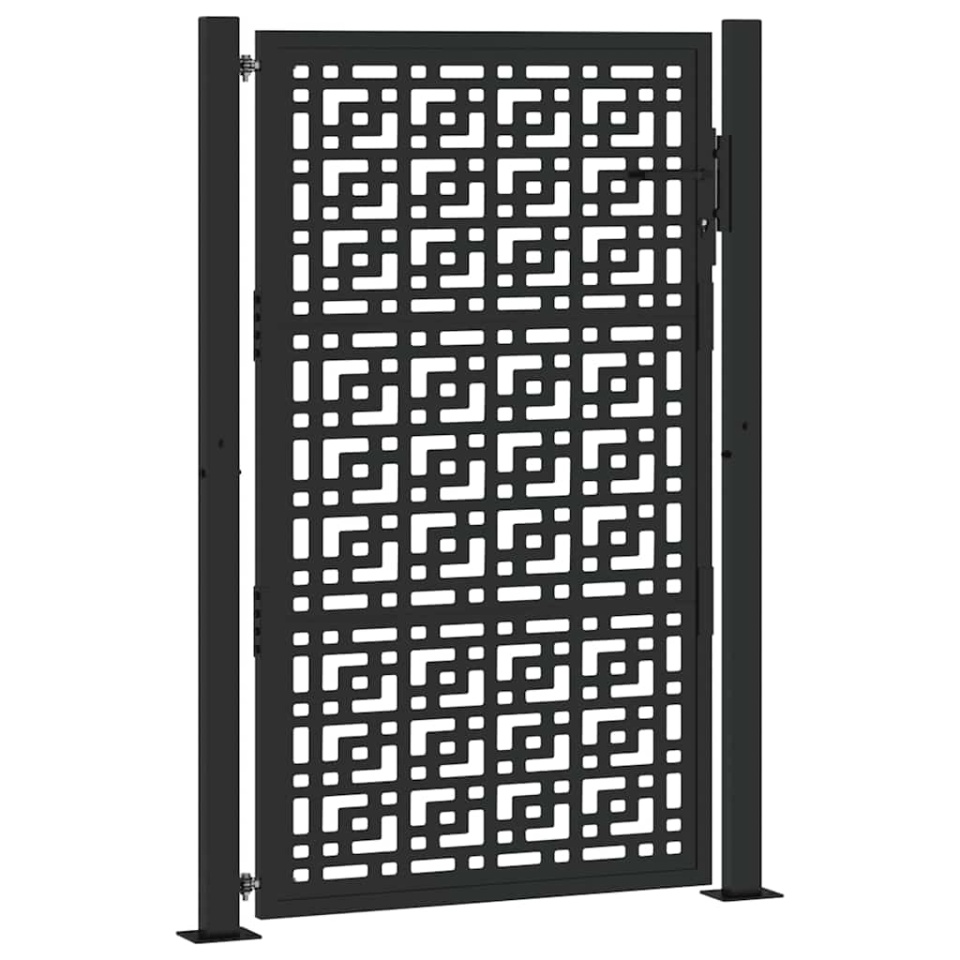 Poartă de grădină neagră 105x155 cm Design în cruce de oțel - 1 | YEO