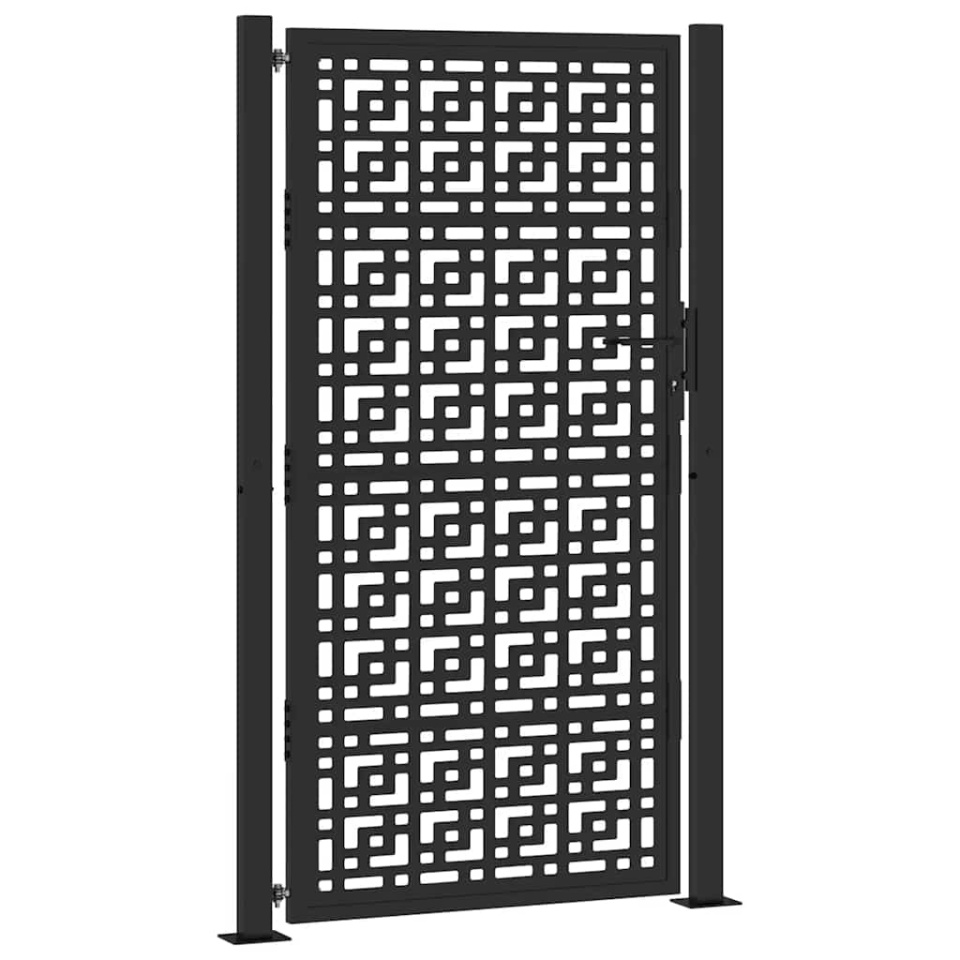 Poarta de gradina neagra 105x180 cm Design cruce de otel - 1 | YEO