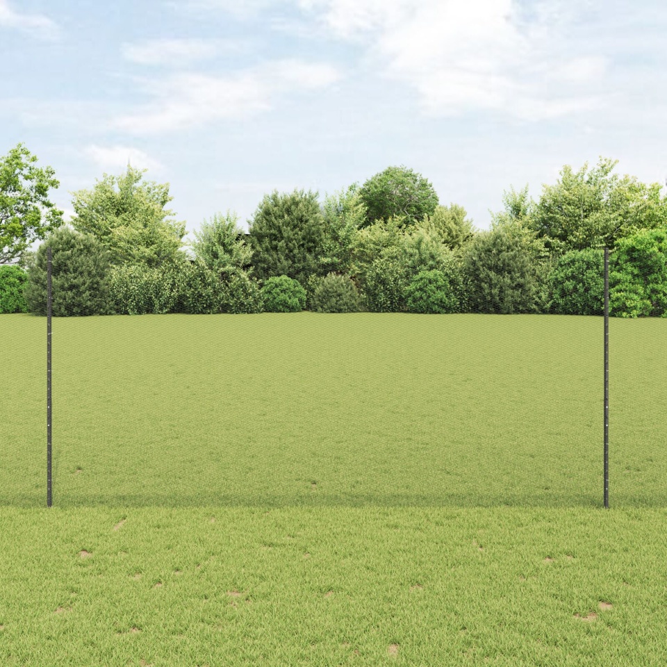 Posturi Gard 22 buc U-Channel Gri 140 cm Oțel, Gard Hexagonal Gri 1.4x25 m Oțel