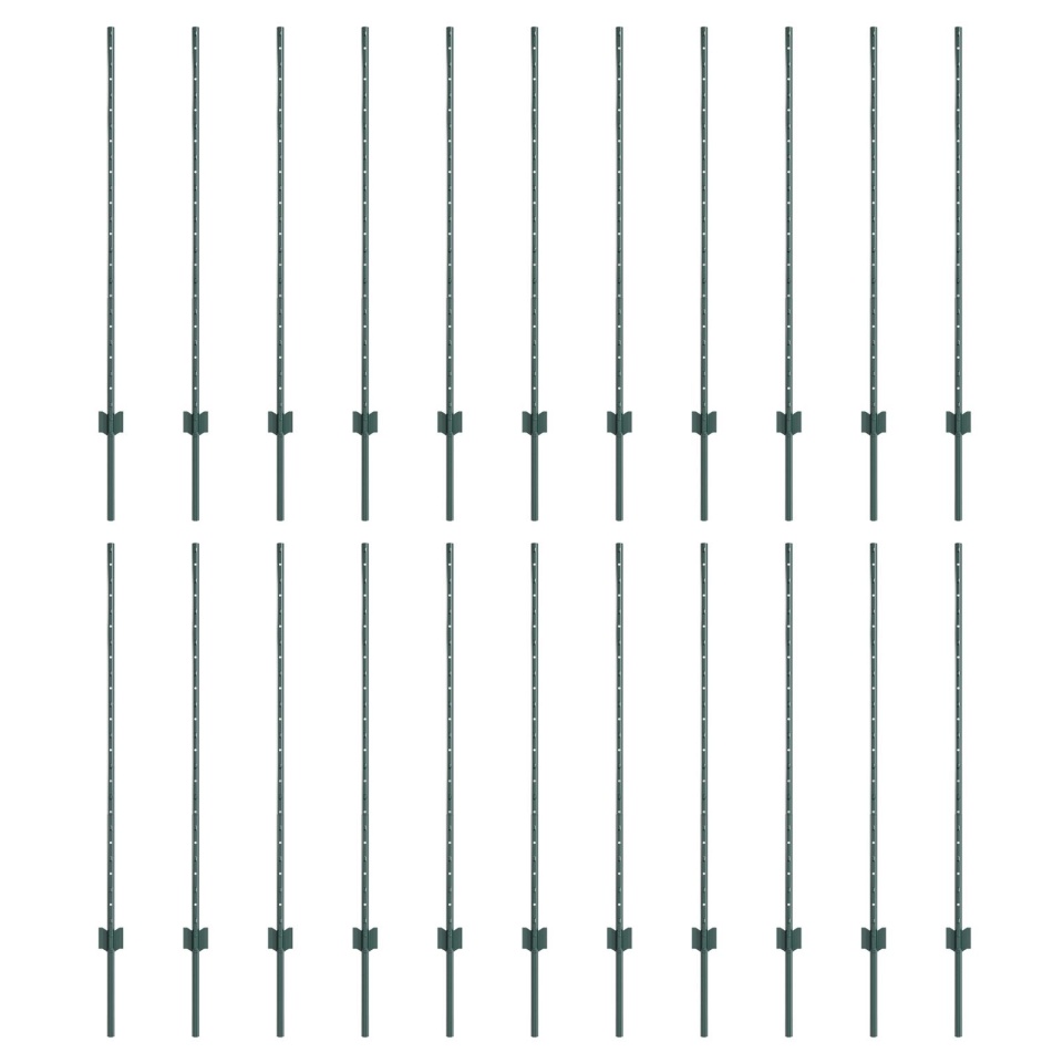 Posturi gard 22 pcs U-Channel verde 160 cm oțel - 1 | YEO