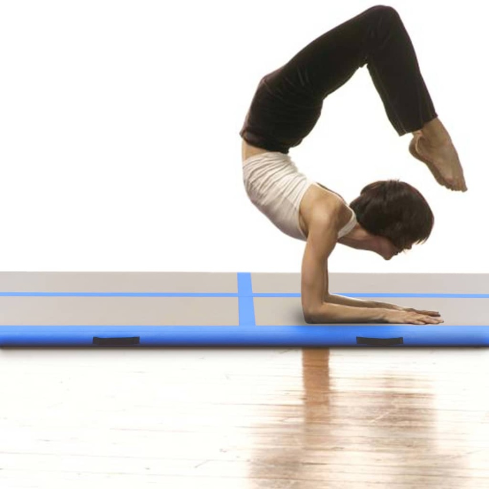 Saltea gimnastică gonflabilă cu pompă albastru 400x100x10cm PVC - 1 | YEO