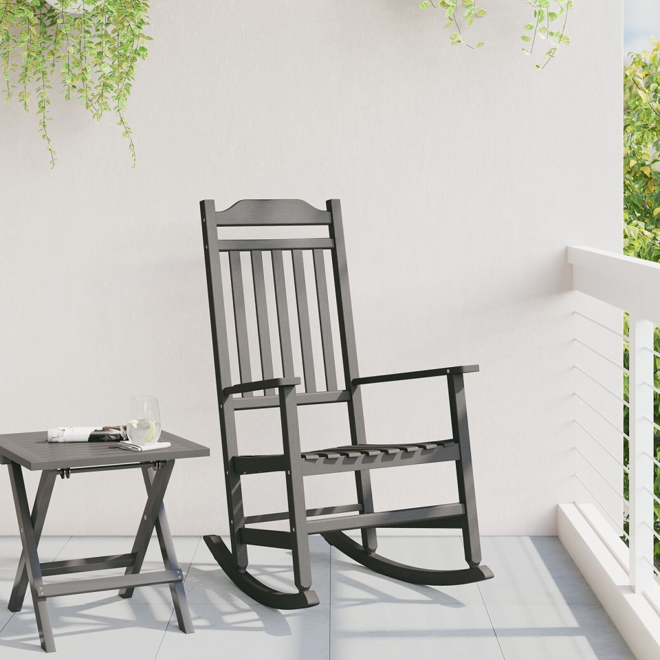 scaun balansoar pentru grădină Negru 65x84x114 cm HDPE - 2 | YEO