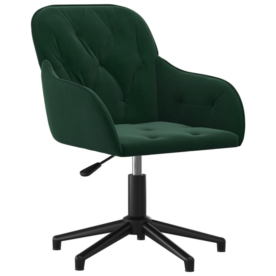 Scaune de bucătărie pivotante, 2 buc., verde închis, catifea - 2 | YEO