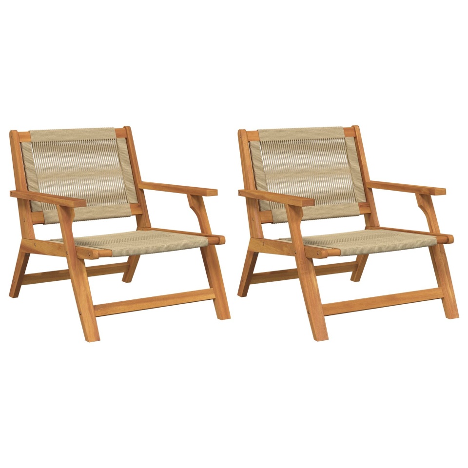 Scaune de grădină 2 buc Bej 67x77x73 cm Lemn solid de acacia - 1 | YEO