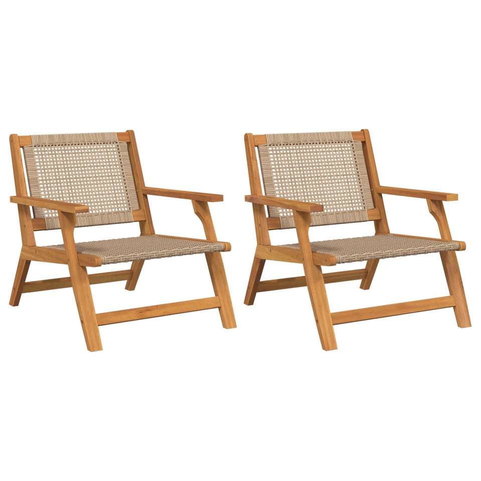 Scaune de grădină 2 buc Bej 76x67x73,5 cm Lemn masiv de acacia - 1 | YEO