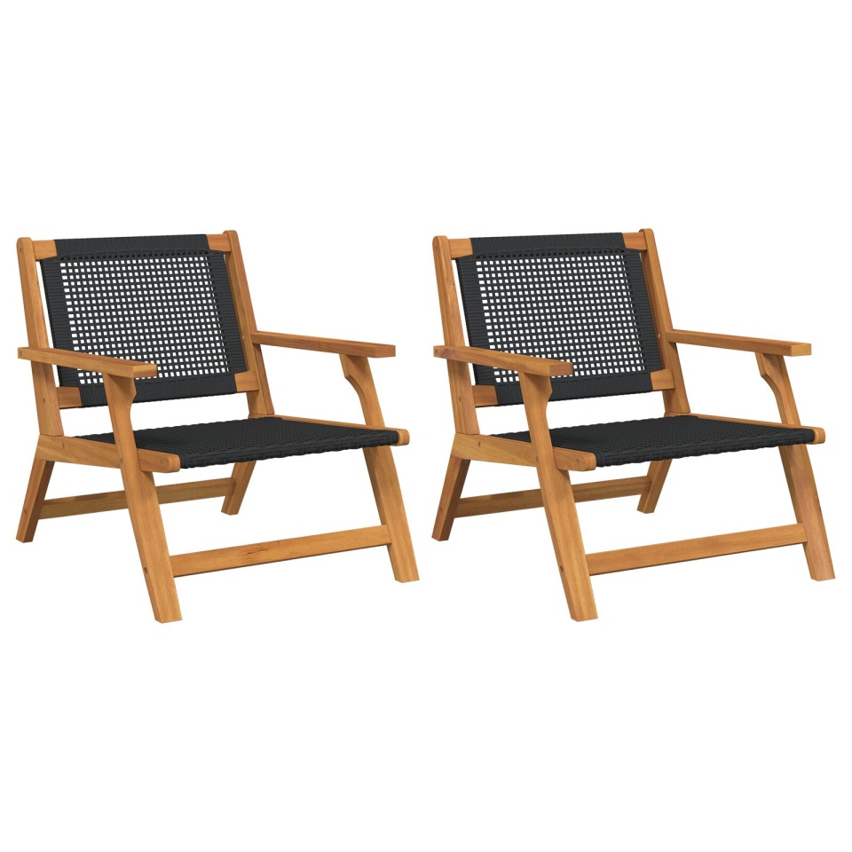 Scaune de grădină 2 buc Negru 76x67x73,5 cm Lemn masiv de acacia - 1 | YEO