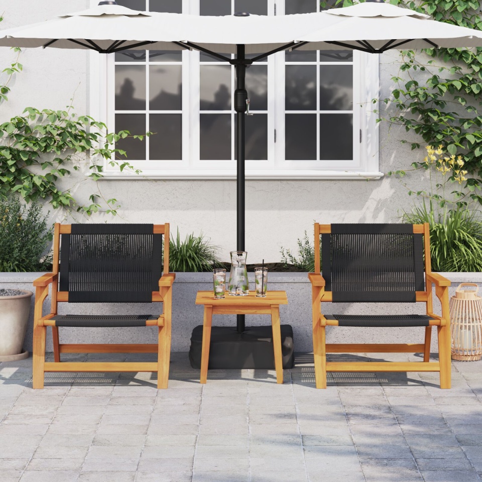 Scaune de grădină 2 pcs Negre 67x77x73 cm Lemn masiv de acacia - 2 | YEO