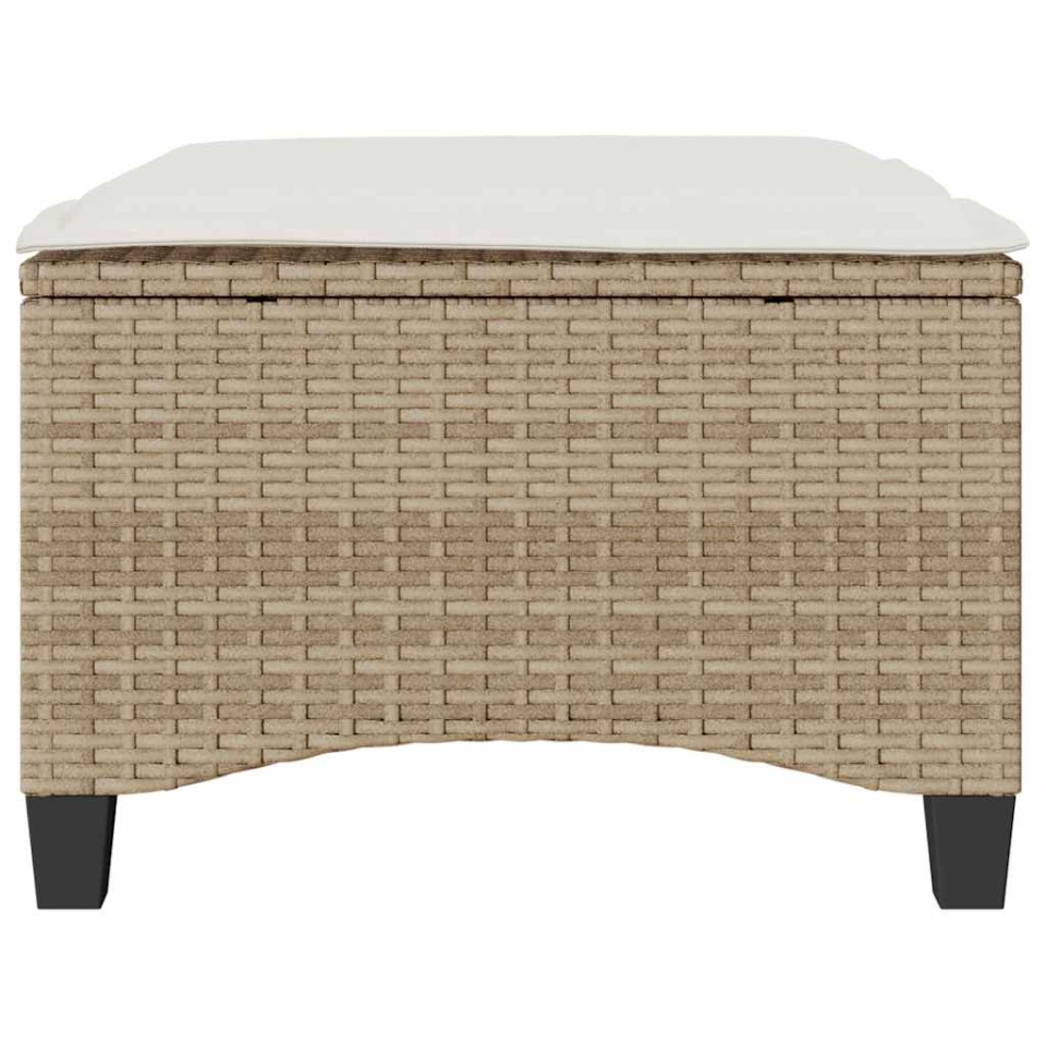 Scaune de grădină cu perne 2 buc Bej 55x55x36 cm Poly Ratan - 3 | YEO