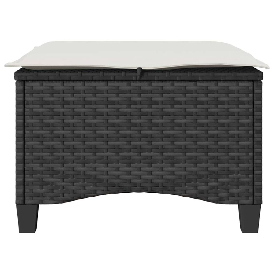 Scaune de grădină cu perne 2 buc Negru 55x55x36 cm Poly Ratan