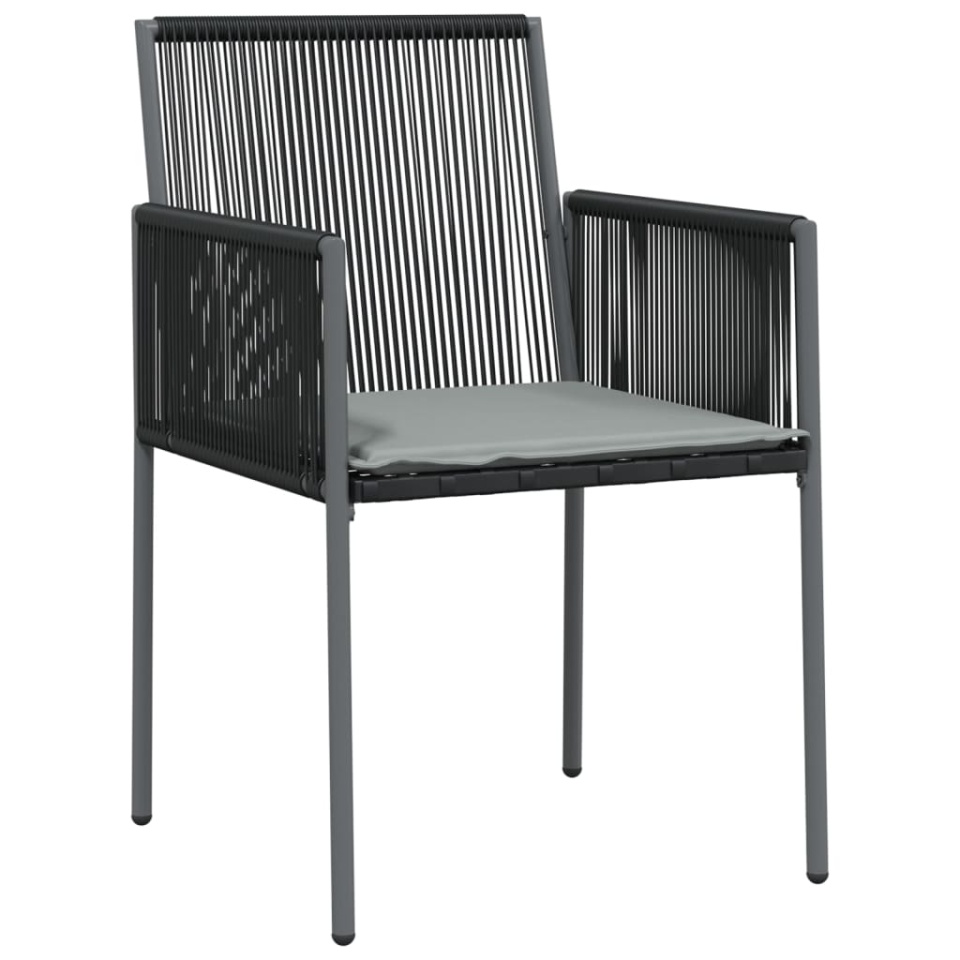Scaune grădină cu perne 4 buc. negru 54x60,5x83,5 cm poliratan - 2 | YEO