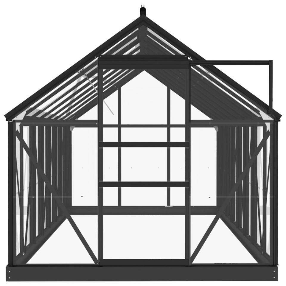 Seră din sticlă, antracit, 155x395,5x191 cm, aluminiu - 3 | YEO