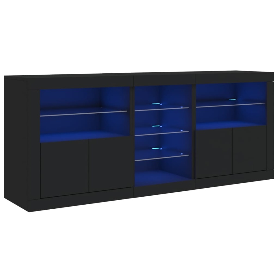 Servantă cu lumini LED, negru, 162x37x67 cm - 1 | YEO