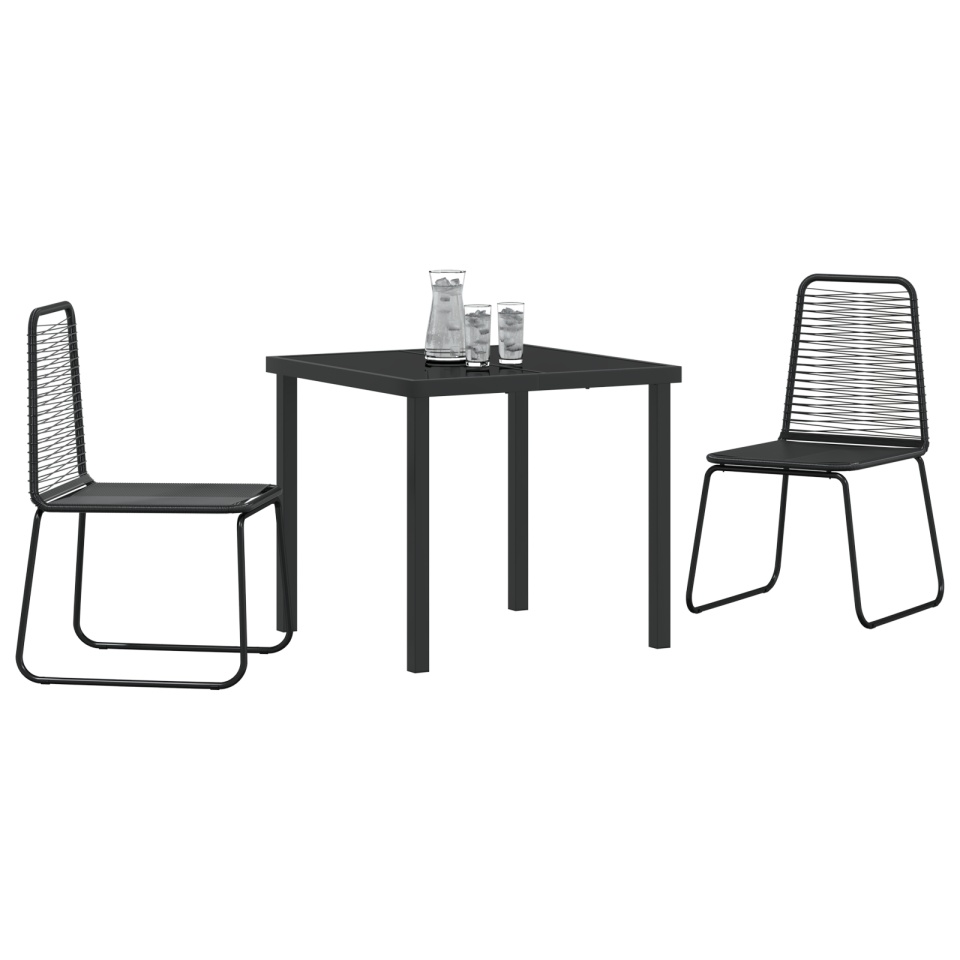 Set 3 piese de dining pentru grădină Negru Poliratan - 2 | YEO