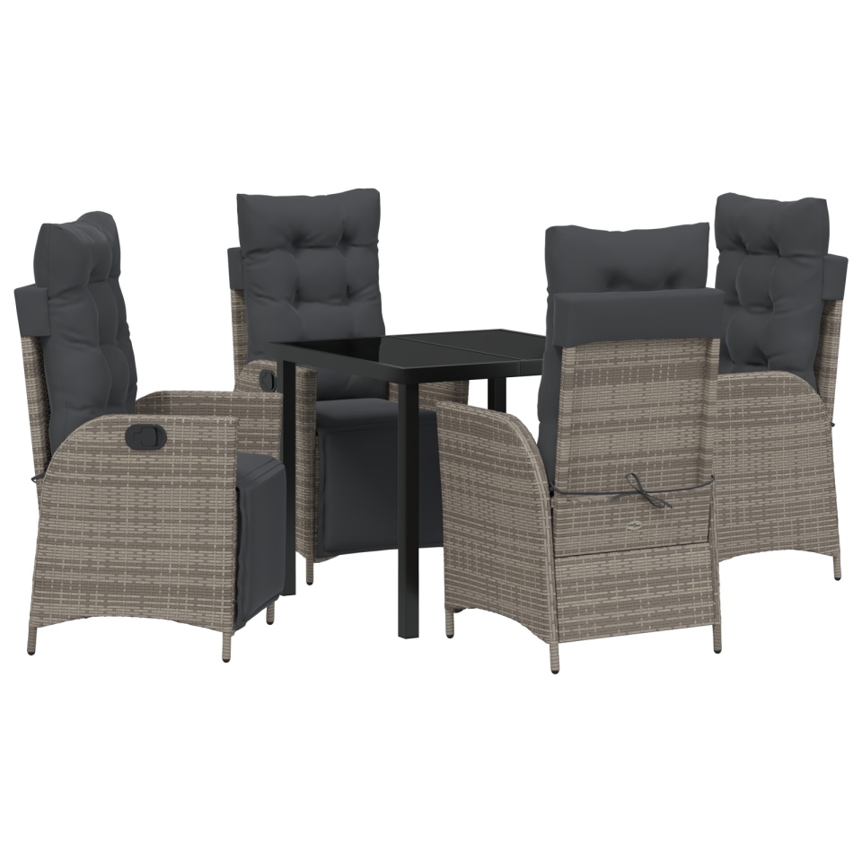 Set 5 piese dining grădină gri din rattan PE - 1 | YEO