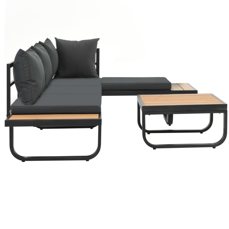Set canapea de grădină colțar cu perne, 2 piese, aluminiu, WPC - 2 | YEO