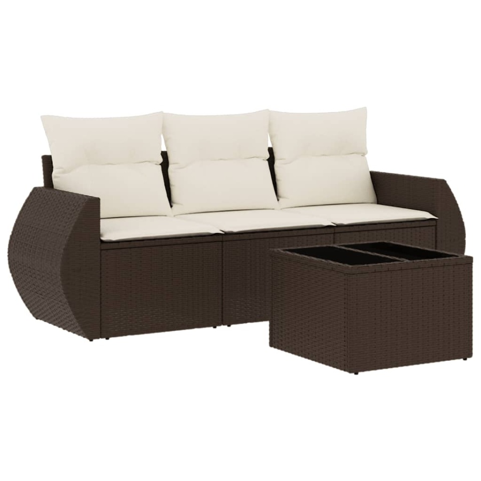 Set canapele de grădină, 4 piese, cu perne, maro poliratan maro - 1 | YEO