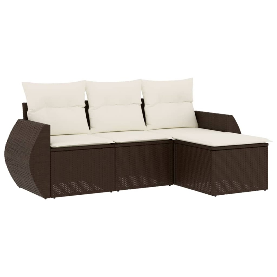 Set canapele de grădină, 4 piese, cu perne, maro poliratan maro - 1 | YEO