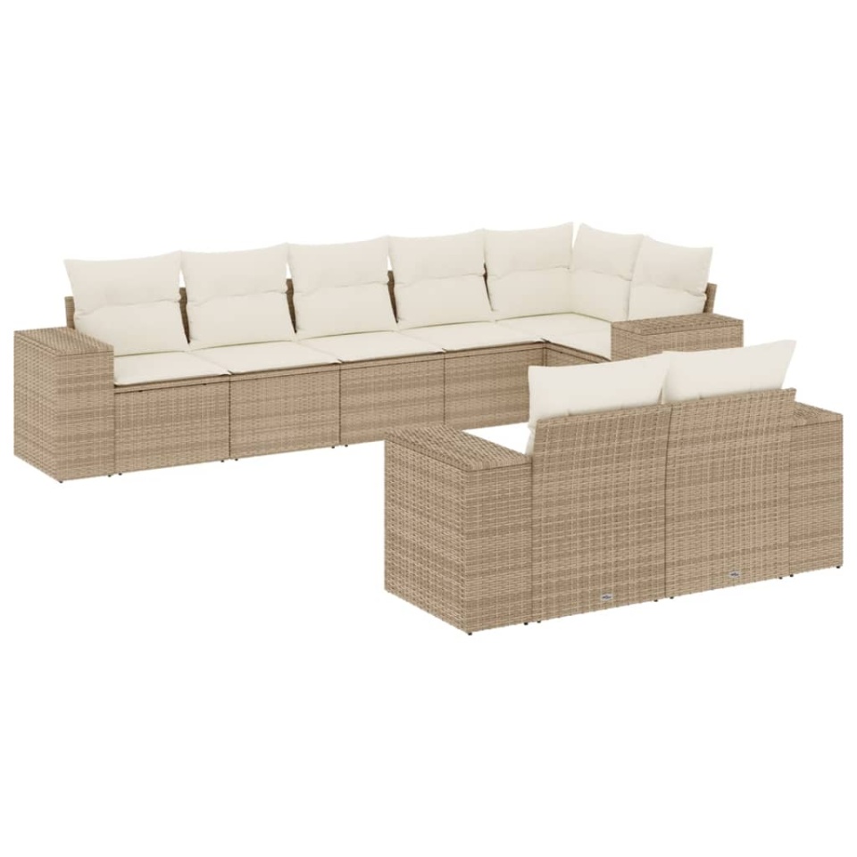 Set canapele de grădină, 8 piese, cu perne, bej, poliratan - 1 | YEO