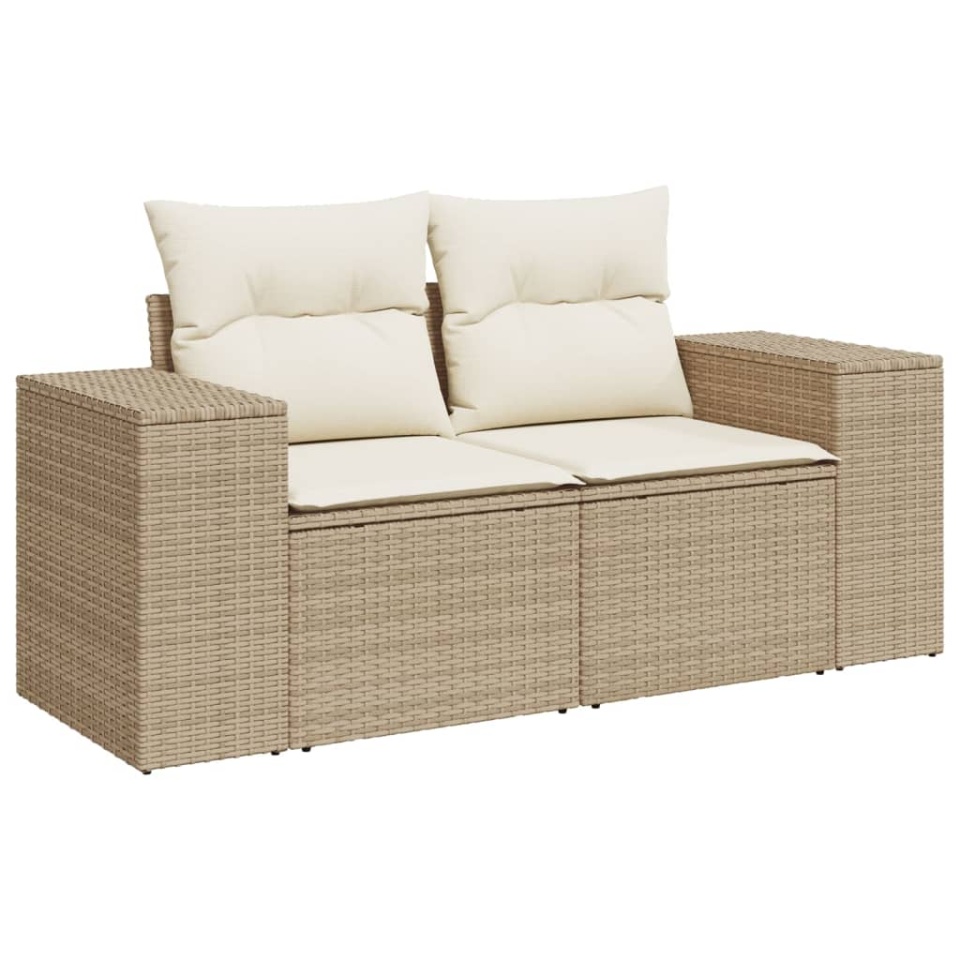 Set canapele de grădină, 9 piese, cu perne, bej, poliratan - 2 | YEO