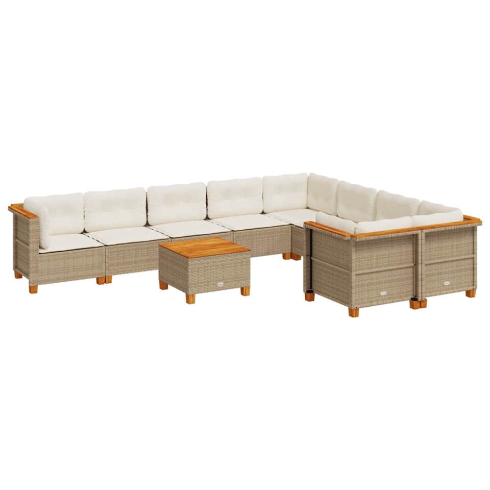 Set canapele de grădină cu perne, 10 piese, bej, poliratan - 1 | YEO