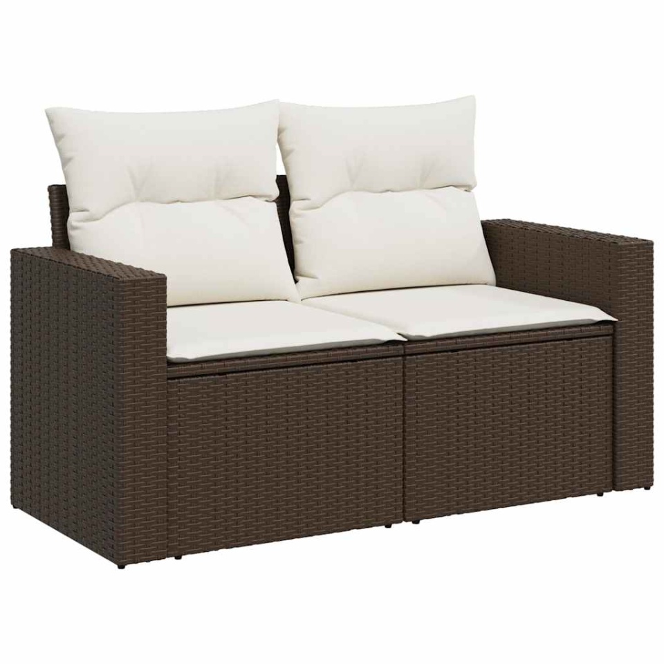 Set canapele de grădină cu perne, 10 piese, maro, poliratan - 2 | YEO