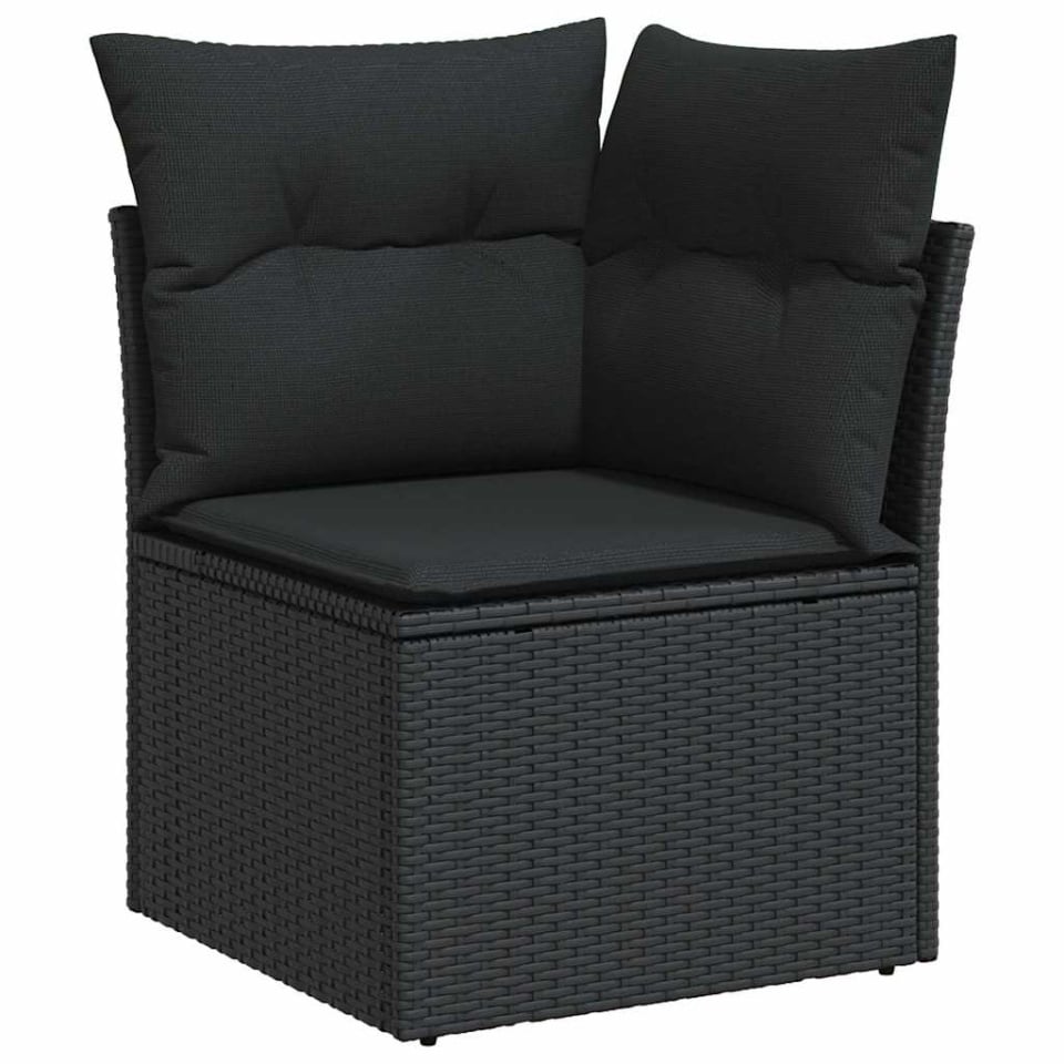 Set canapele de grădină cu perne, 10 piese, negru, poliratan - 3 | YEO