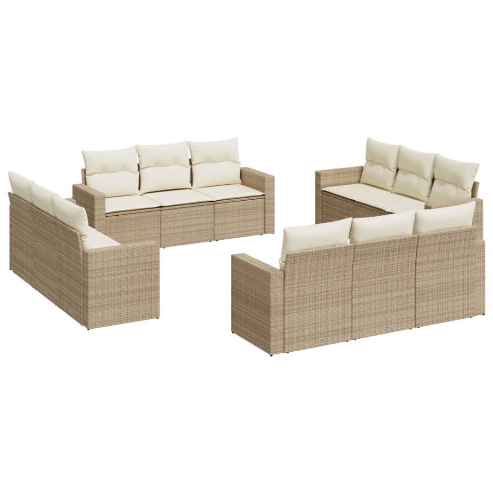 Set canapele de grădină cu perne, 12 piese, bej, poliratan - 1 | YEO