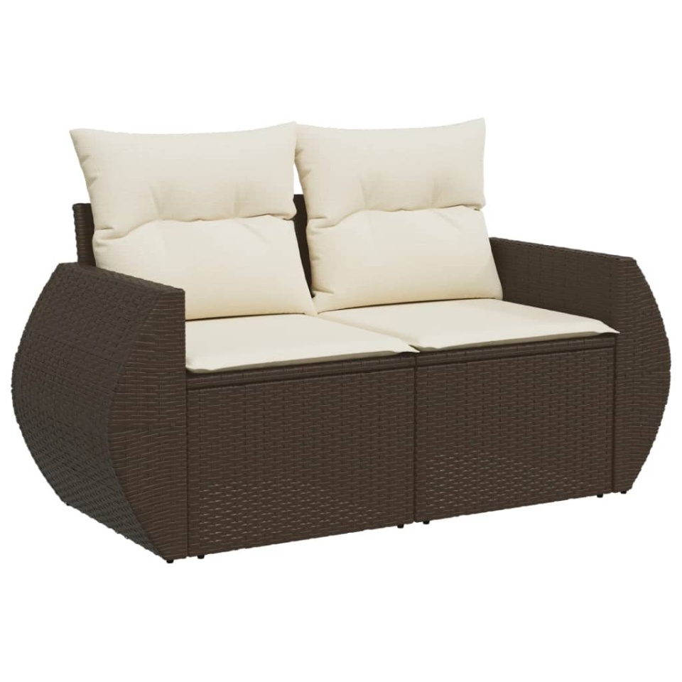Set canapele de grădină cu perne, 5 piese, maro, poliratan - 2 | YEO