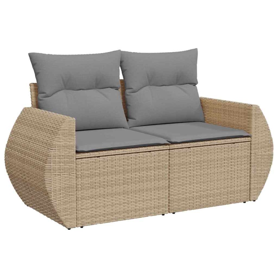 Set canapele de grădină cu perne, 6 piese, bej, poliratan - 3 | YEO
